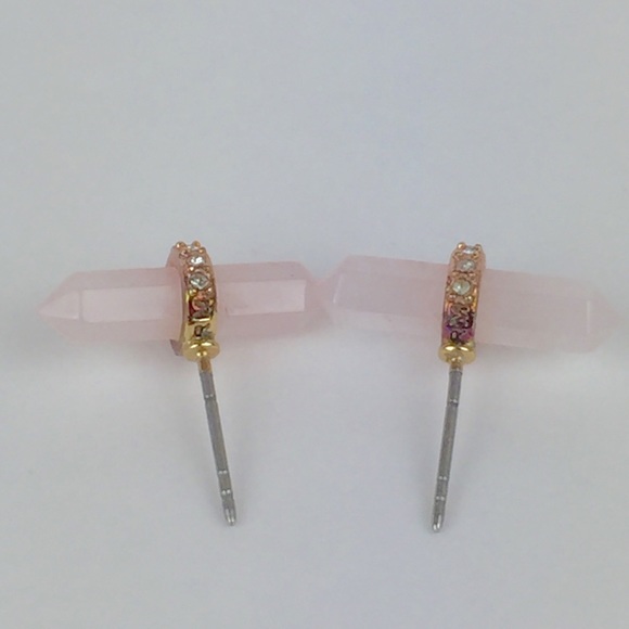 Rebecca Minkoff  Rose Quartz pave Stud Earrings - Picture 8 of 8